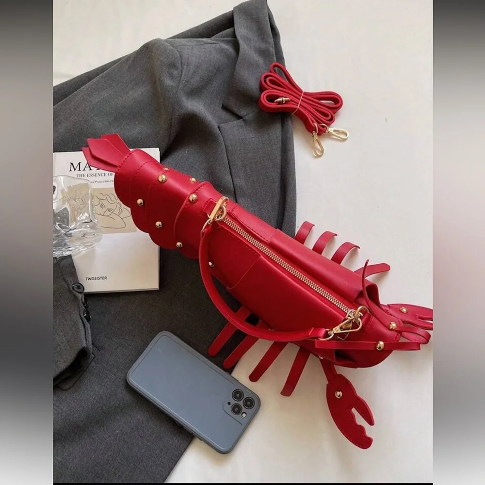 Boutique Red Lobster Statement Bag Coastal Chic Crossbody Purse - Picture 12 of 16